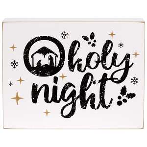 O Holy Night Nativity Silhouette Box Sign