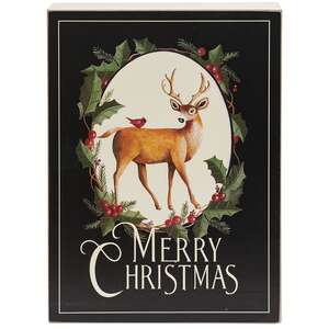 Merry Christmas Deer & Cardinal Box Sign