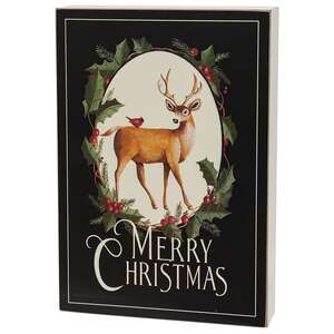 Merry Christmas Deer & Cardinal Box Sign