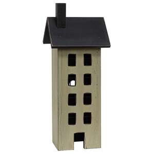 Distressed Wooden Primitive Saltbox House - 17.5"H - 3 Asstd.