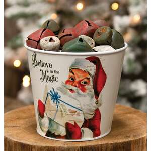 Believe in the Magic Santa White Metal Bucket