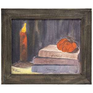 Faithful Hopeful Blessings Stacked Books Textured Framed Print - 10x8