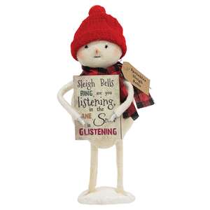 Sprinkles Sleigh Bells Standing Snowman with Sign