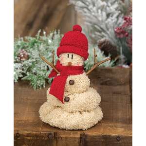 Knit Red Hat & Scarf Melting Snowman - 7"H