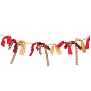 Candy Cane Rag & Bead Garland