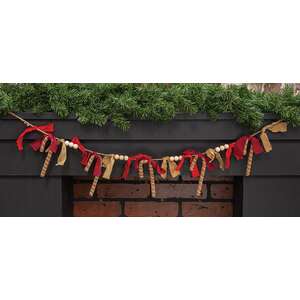 Candy Cane Rag & Bead Garland