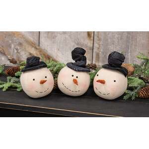 Stuffed Floppy Hat Snowman Head Sitter, 3 Asstd.