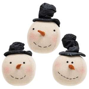 Stuffed Floppy Hat Snowman Head Sitter, 3 Asstd.