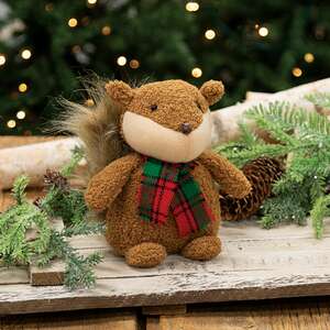 Cozy Christmas Stuffed Squirrel Sitter