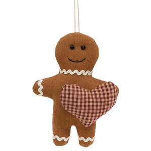 Stuffed Gingerbread with Country Gingham Heart Ornament