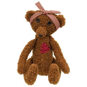 Stuffed Heart Patch Teddy Bear with Gingham Bow
