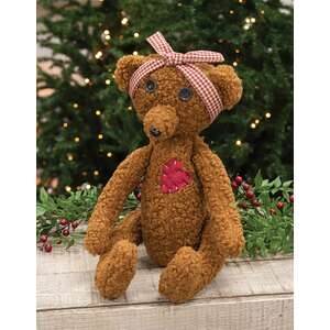 Stuffed Heart Patch Teddy Bear with Gingham Bow