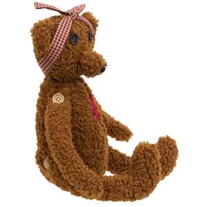 Stuffed Heart Patch Teddy Bear with Gingham Bow