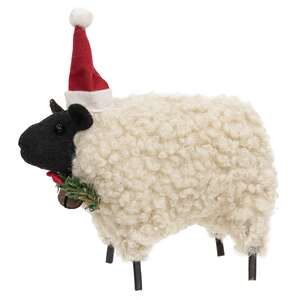Stuffed Standing Primitive Santa Hat Sheep - 3.5"H