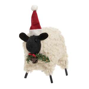 Stuffed Standing Primitive Santa Hat Sheep - 3.5"H