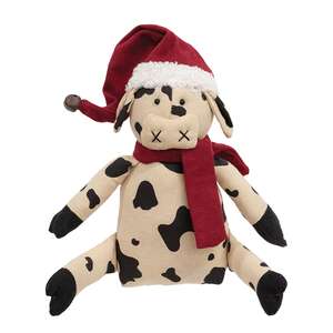 Stuffed Santa Hat & Scarf Baby Cow Doll - 6.5"H