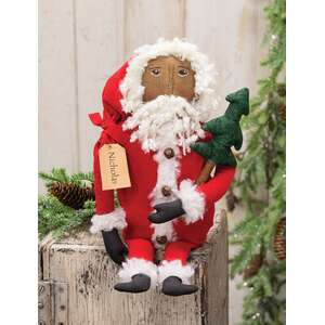 Stuffed Primitive Nicholas Doll with Tree