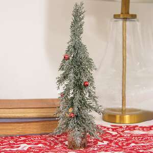 Winter Frost Pine Tree w/Red Baubles, 13.5"H 18467;