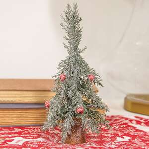 Winter Frost Pine Tree w/Red Baubles, 10"H 18469;