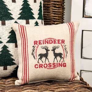Reindeer Crossing Striped Pillow 19541;