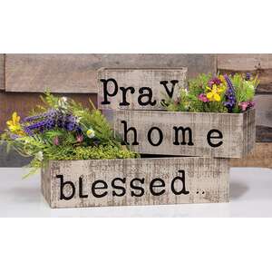 Distressed Wooden Blessed Box #35144A