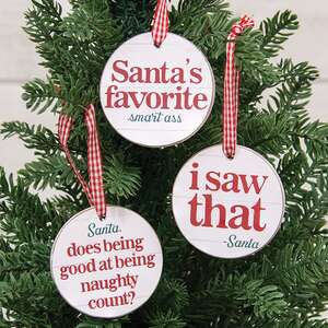 I Saw That Round Ornament w/Ribbon, 3 Asstd. 38595C;