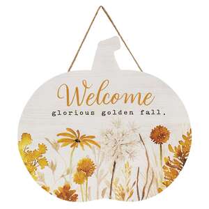 Welcome Glorious Golden Fall Hanging Pumpkin Sign 38612;