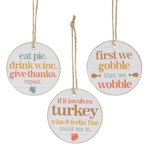Gobble Wobble Wooden Wine Tag, 3 Asstd. 38623;