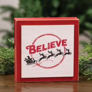 Believe Santa & Sleigh Layered Box Sign 38648Believe Santa & Sleigh Layered Box Sign 38648;