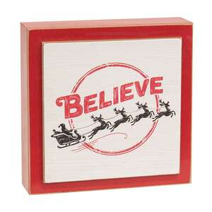 Believe Santa & Sleigh Layered Box Sign 38648;