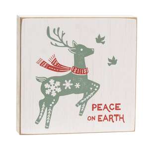 Yuletide Peace Reindeer Square Block Sign, 2 Asstd. 38657;