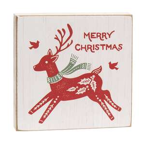 Yuletide Peace Reindeer Square Block Sign, 2 Asstd. 38657;