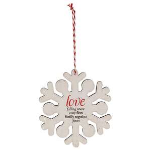 Believe, Joy, Love Snowflake Ornament, 3 Asstd. 38891;