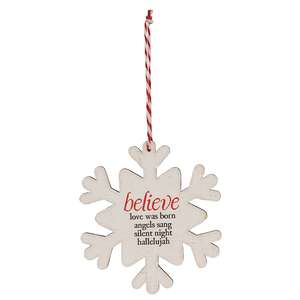 Believe, Joy, Love Snowflake Ornament, 3 Asstd. 38891;