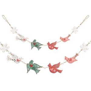 Yuletide Folklore Birds & Snowflakes Wooden Garland 38893;