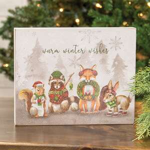 Warm Winter Wishes Frosty Woodland Friends Box Sign 38896;
