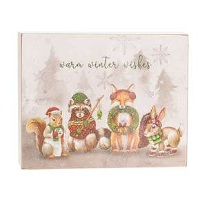 Warm Winter Wishes Frosty Woodland Friends Box Sign 38896;