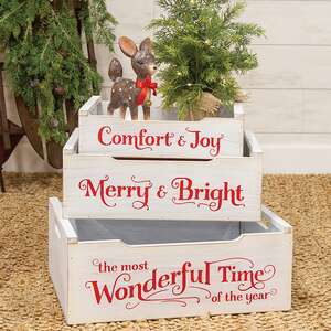 Most Wonderful Time of the Year Wooden Crates w/Handles, 3/Set 38903;