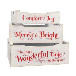 Most Wonderful Time of the Year Wooden Crates w/Handles, 3/Set 38903;