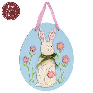 Floral Bunny with Bow Egg Hanger, #38943