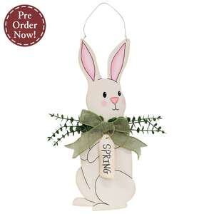 Spring Tag Bunny Hanger with Bow & Greenery, #38944