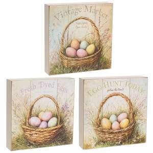 Vintage Easter Egg Basket Box Sign, #39103