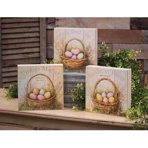 Vintage Easter Egg Basket Box Sign, #39103