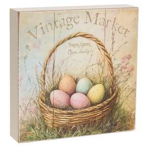 Vintage Easter Egg Basket Box Sign, #39103