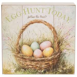 Vintage Easter Egg Basket Box Sign, #39103