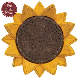 Distressed Carved Wooden Sunflower Wall Hanger
