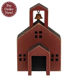 Distressed Wooden Primitive Schoolhouse Block, #39120