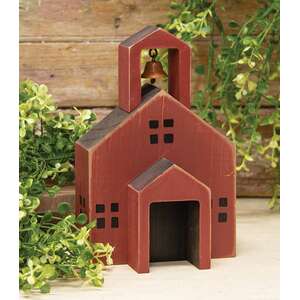 Distressed Wooden Primitive Schoolhouse Block, #39120