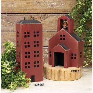 Distressed Wooden Primitive Schoolhouse Block, #39120