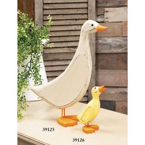 Distressed Carved Wooden Mama Duck - 13.75"H
